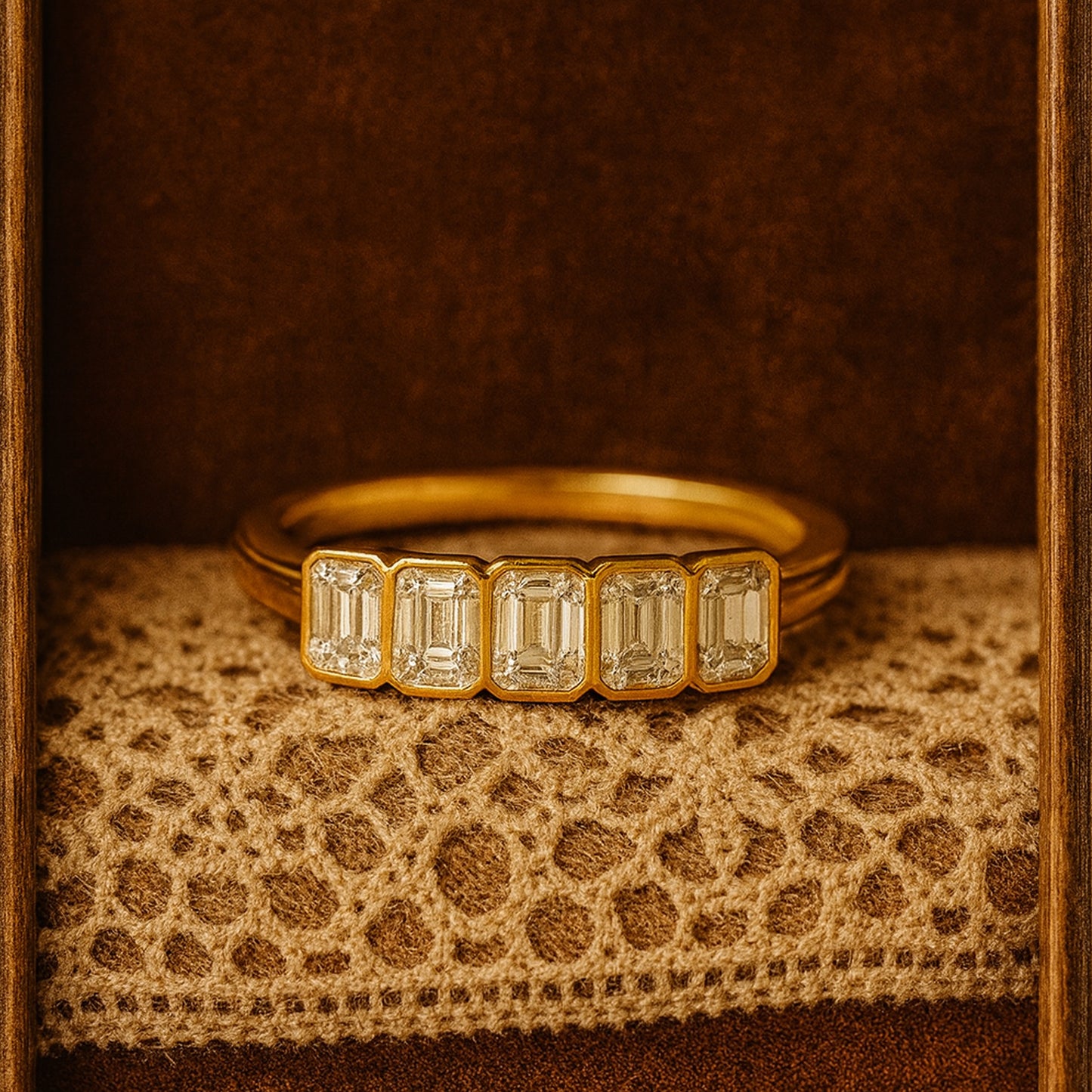 Wedding Bands for a Woman Bezel Emerald Cut Rings