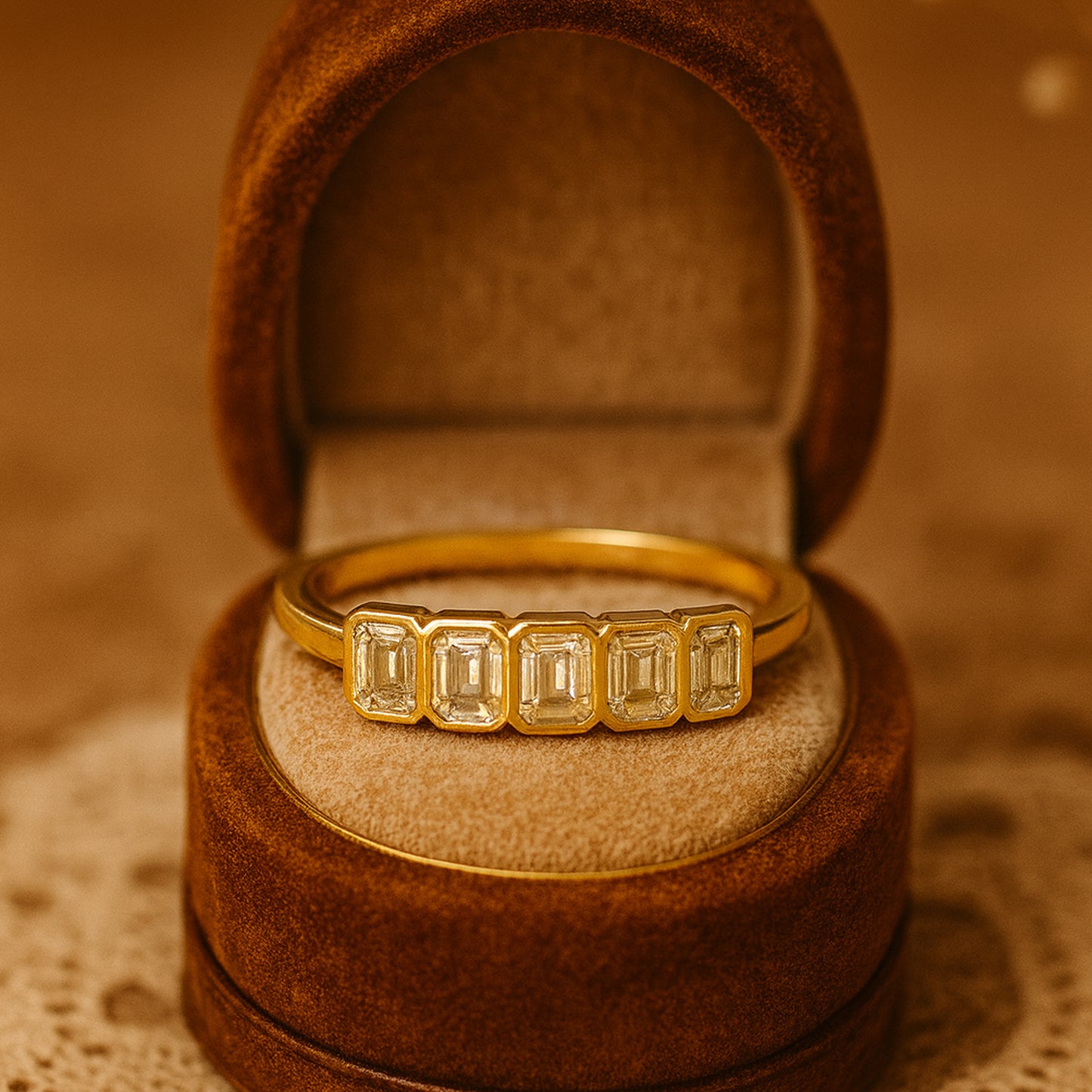Wedding Bands for a Woman Bezel Emerald Cut Rings