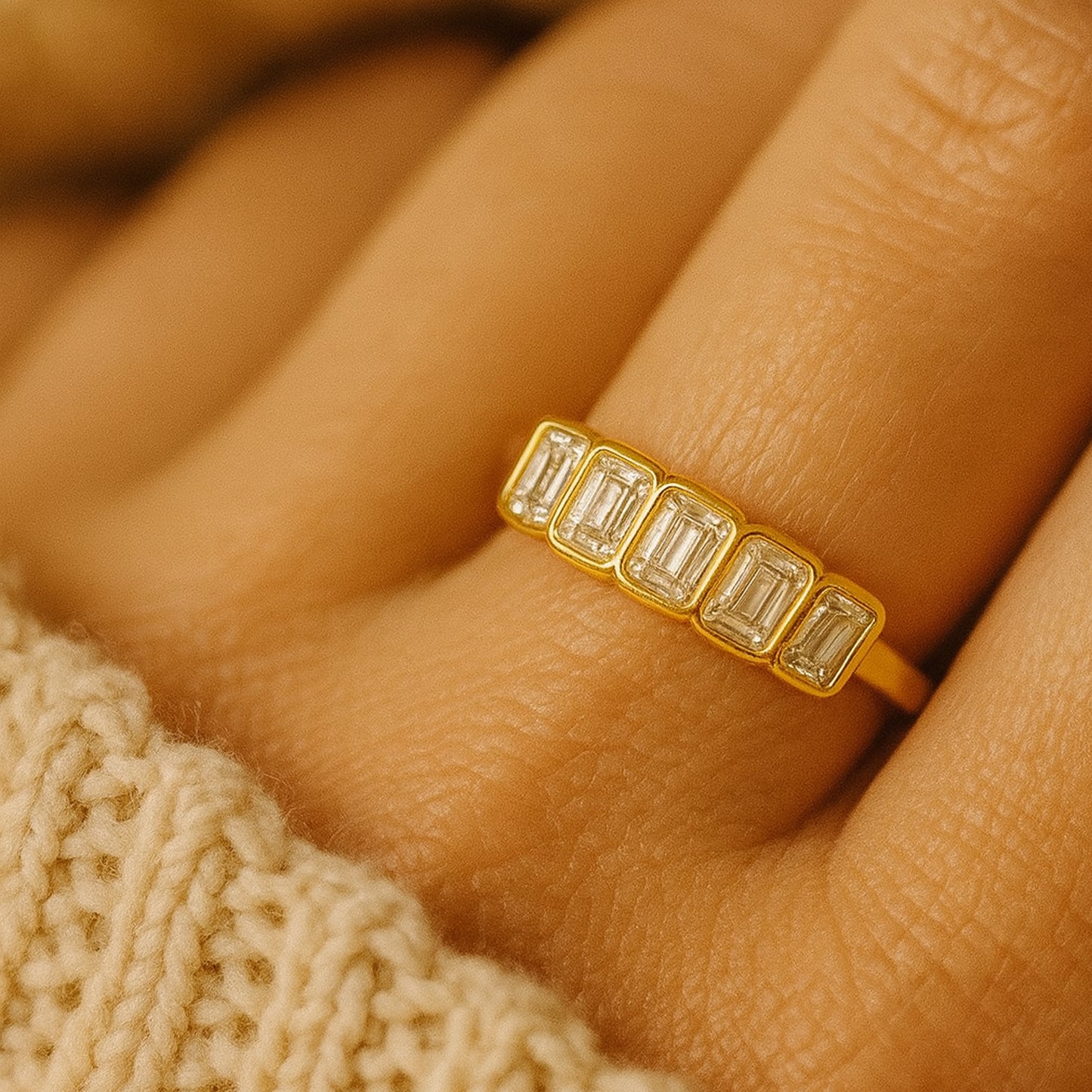 Wedding Bands for a Woman Bezel Emerald Cut Rings