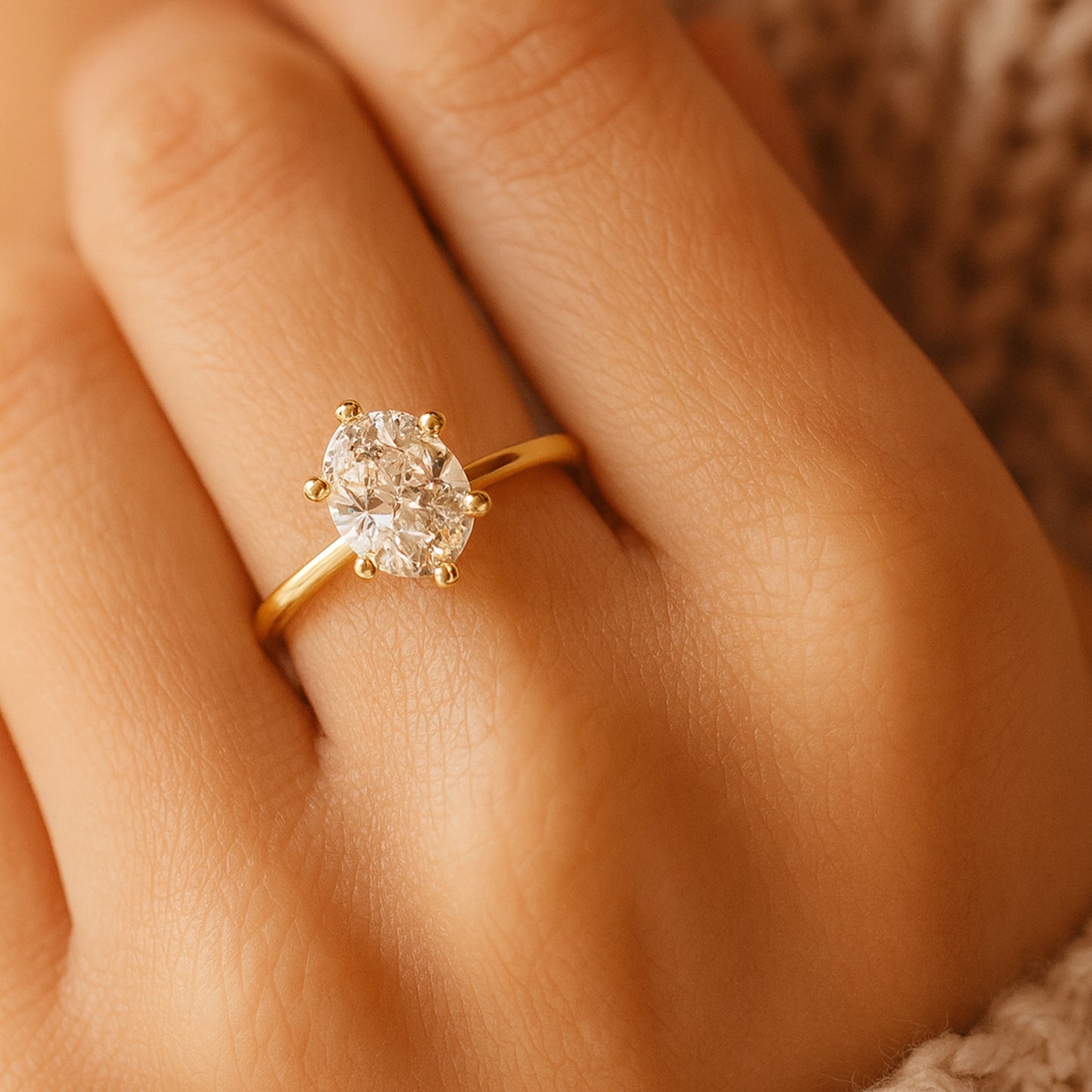 Timeless Oval Cut Moissanite Solitaire Engagement Ring With Diamond-Like Shine In 10K Rose Gold Setting.
