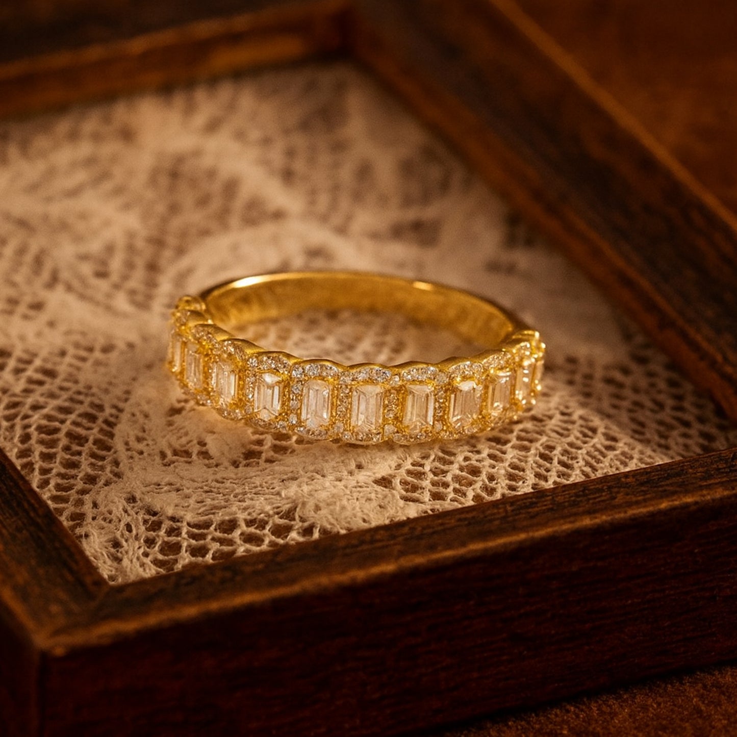 Eternal Elegance Baguette Diamond Band Premium Gold - Luxury Wedding Ring