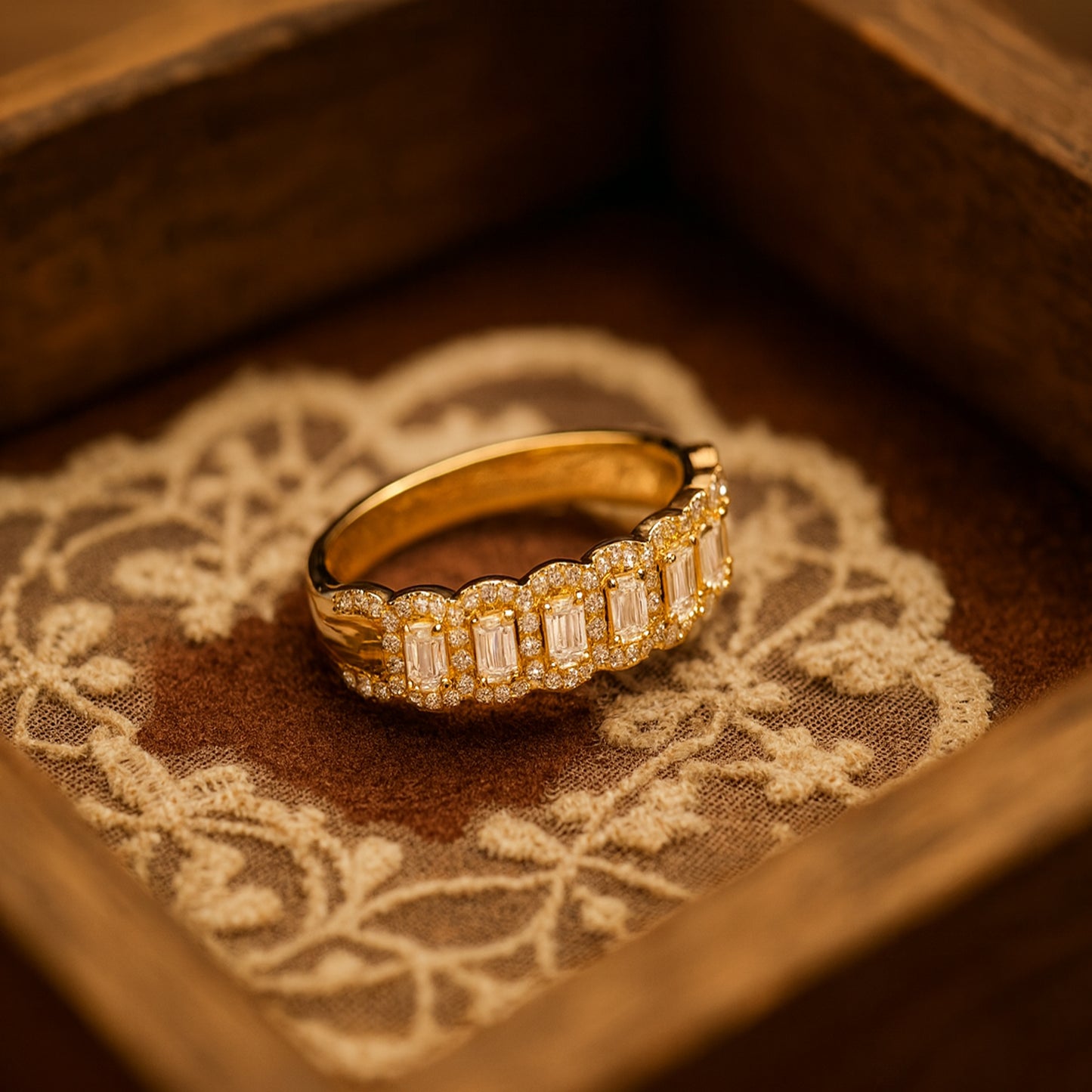 Eternal Elegance Baguette Diamond Band Premium Gold - Luxury Wedding Ring