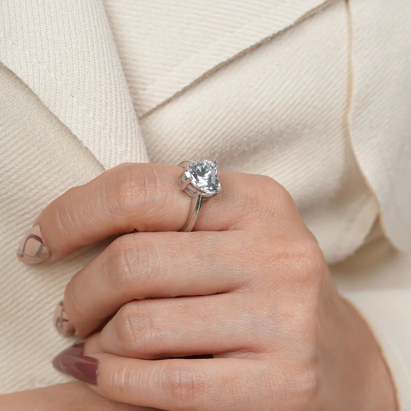 Heart Moissanite Ring, 1ct Solitaire Engagement Fine Jewelry With Sparkle And Love