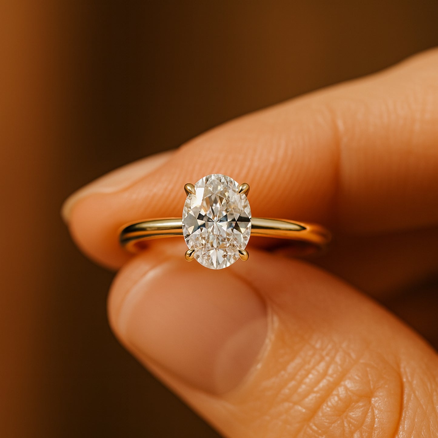 Timeless Gold Promise Ring Showcasing Oval Cut Moissanite Stone With Exceptional Diamond Style Radiance