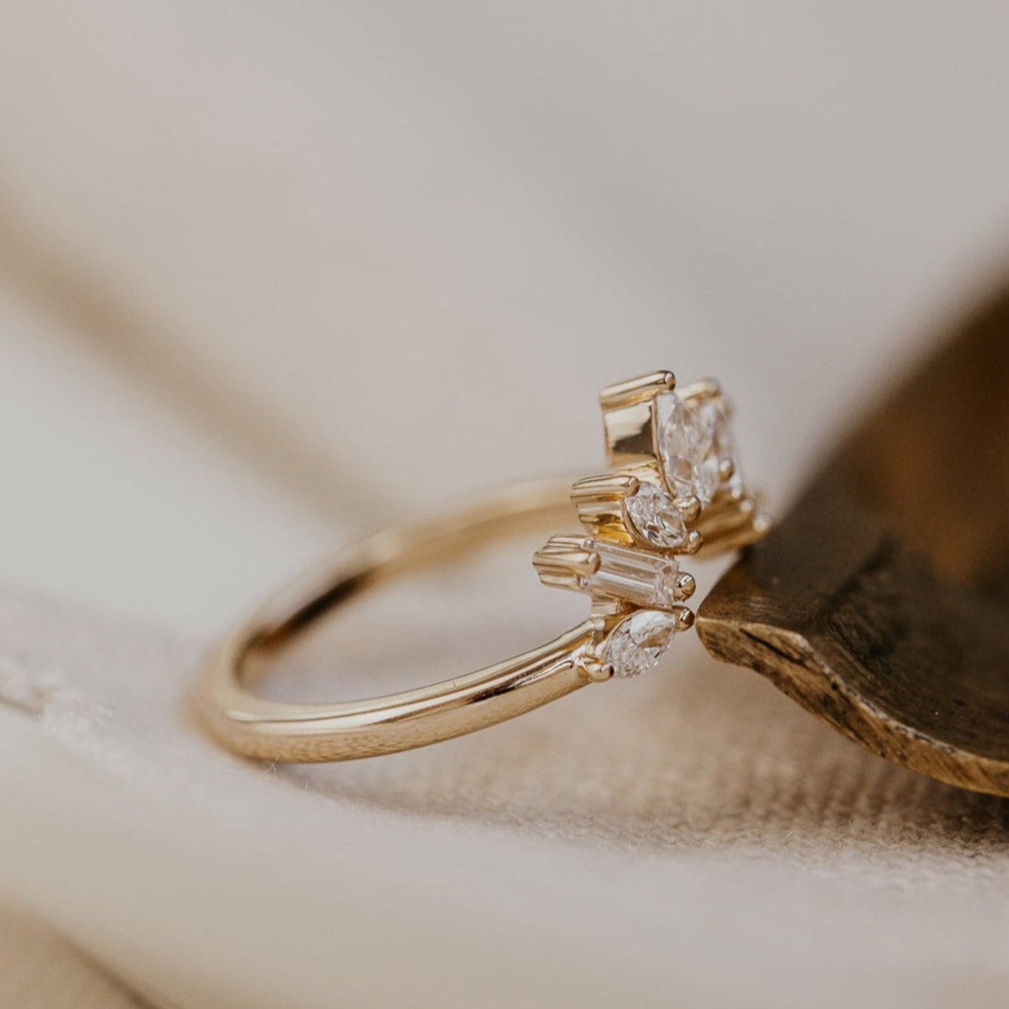 Types of Wedding Bands Pear & Baguette Diamond 10K Yellow Gold Rings