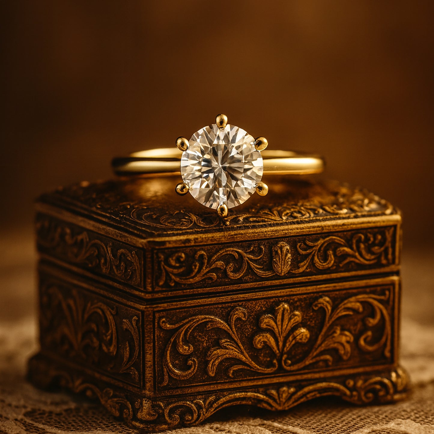 Romantic Round Moissanite Wedding Ring For Her, Brilliant Diamond-Like Glow In A Classic Rose Gold Solitaire Setting.