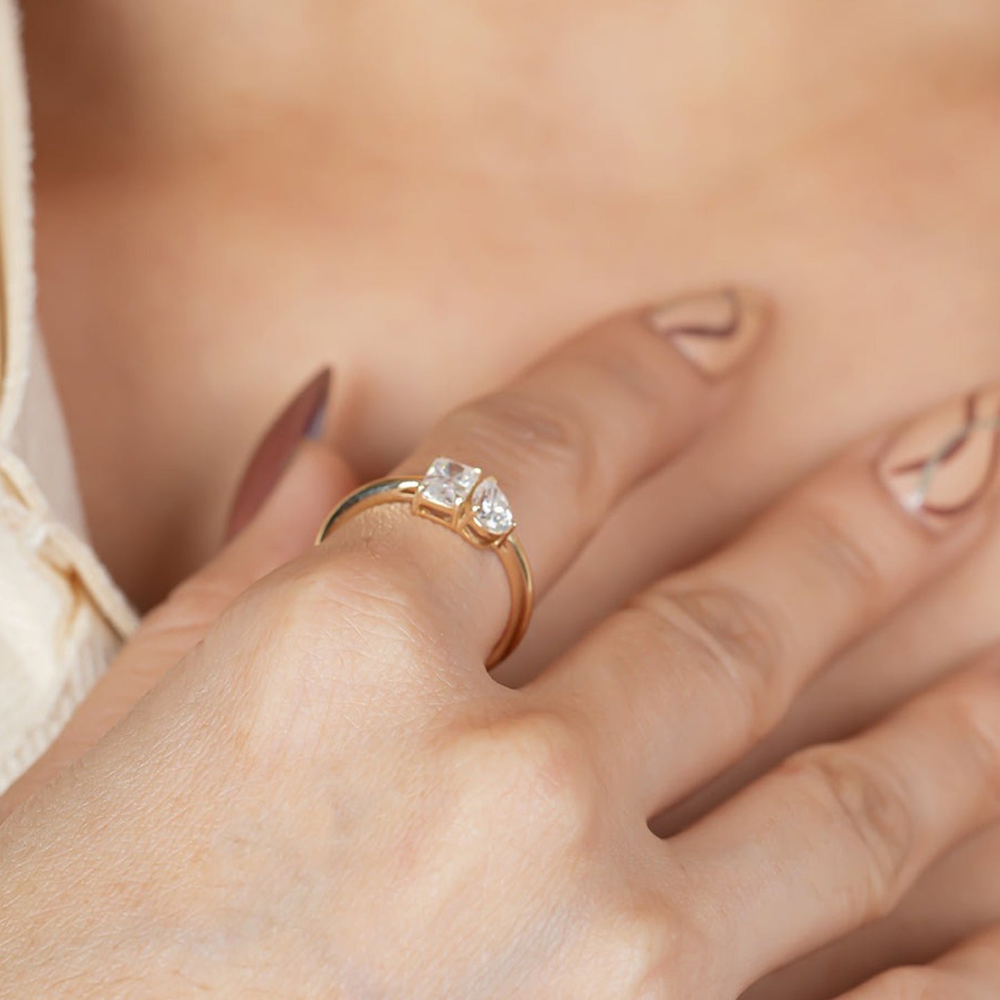 Premium Moissanite Ring With Square Prong Setting - Diamond Alternative Engagement Ring With Exceptional Brilliance