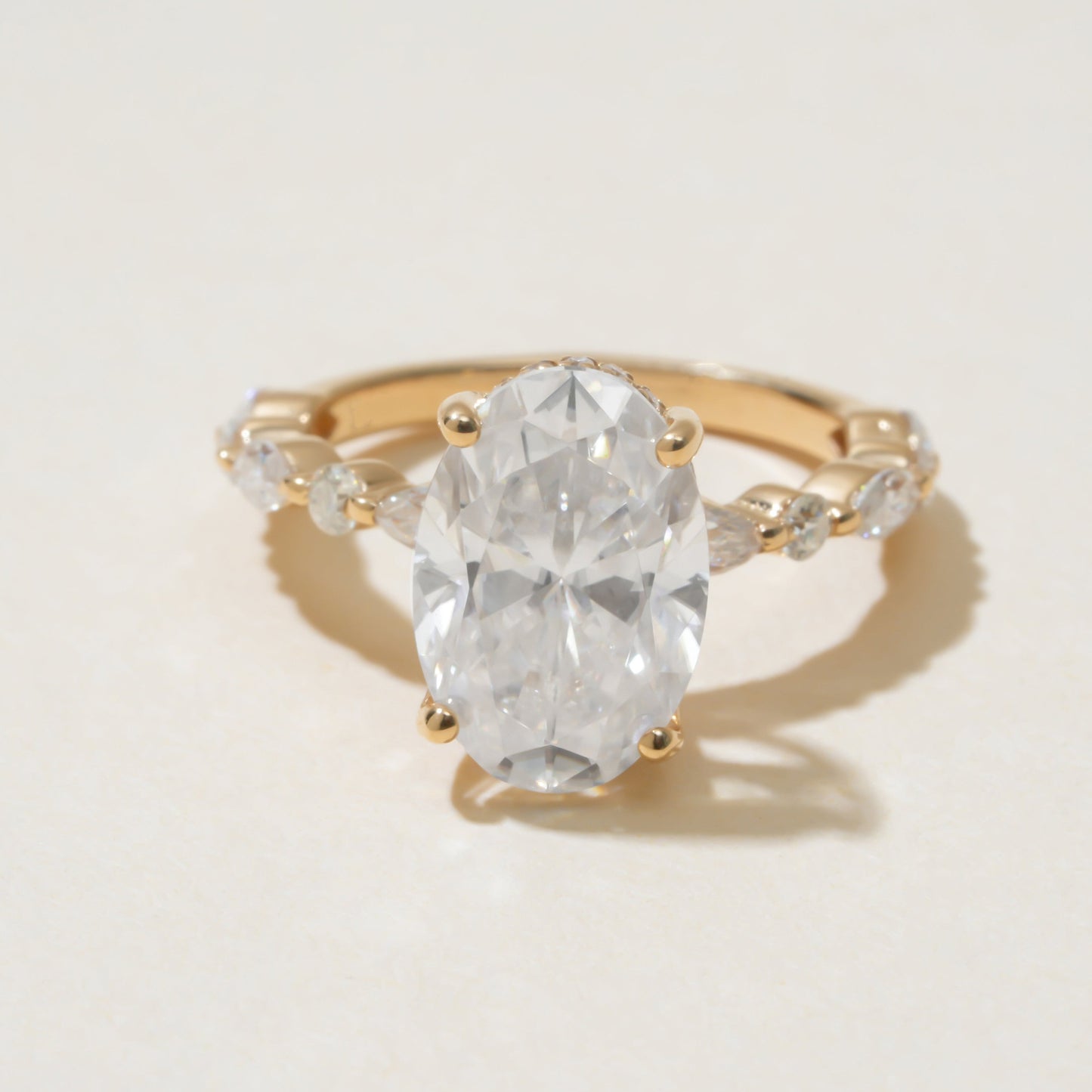 Engagement Oval Moissanite Ring, 1ct VVS1 10K Yellow Gold Fine Jewelry With Romance