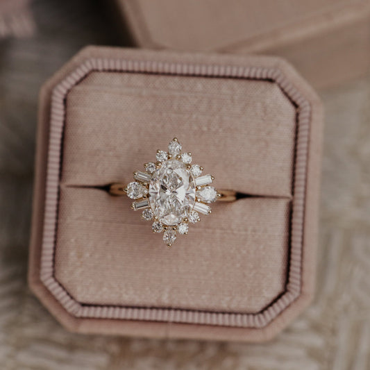 Moissanite Oval Ring With Pear Side Stones, Wedding Band Fine Jewelry And VVS1 Clarity Colorless