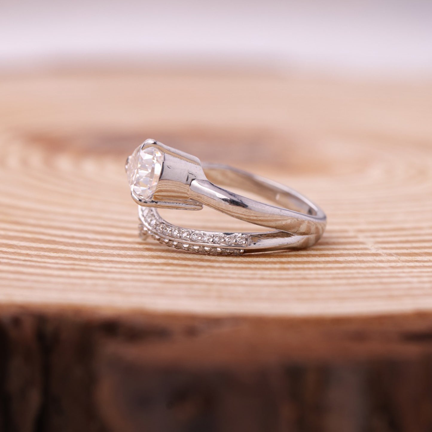 Moissanite Cluster Ring, Pear Shaped 10K Gold Engagement Fine Jewelry With Beauty