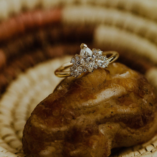 Marquise Cluster Moissanite Engagement Ring, Gold Promise Wedding Fine Jewelry With VVS1 Clarity Stones