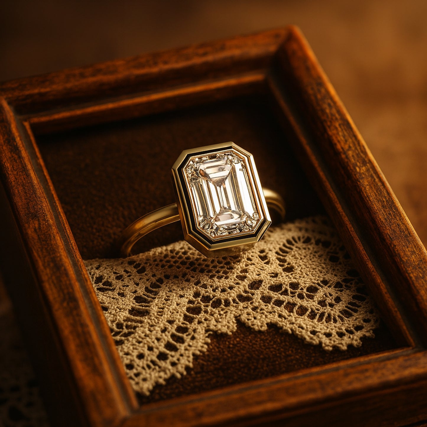 Classic Emerald Cut Moissanite Ring With Sleek Bezel Setting, Perfect For Engagements And Anniversaries
