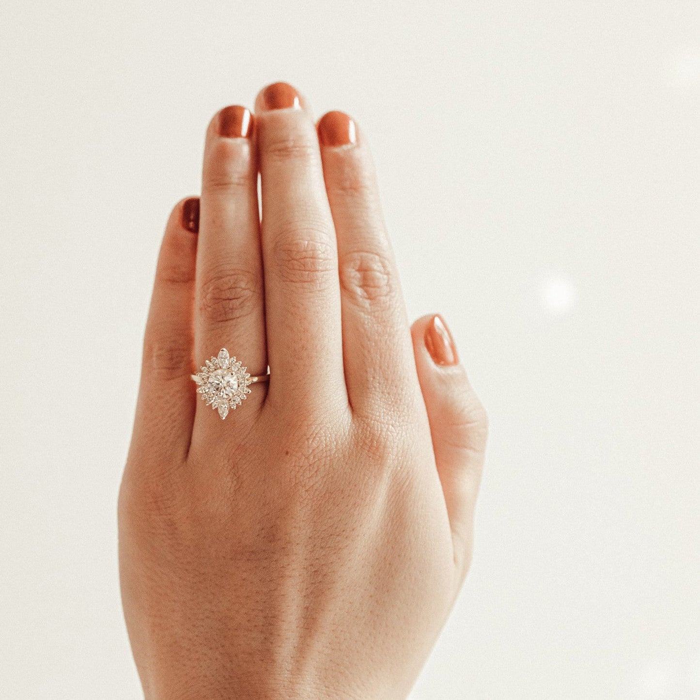 Elegant Round Moissanite Engagement Ring, Wedding Band Fine Jewelry With Halo Setting And Yellow Gold