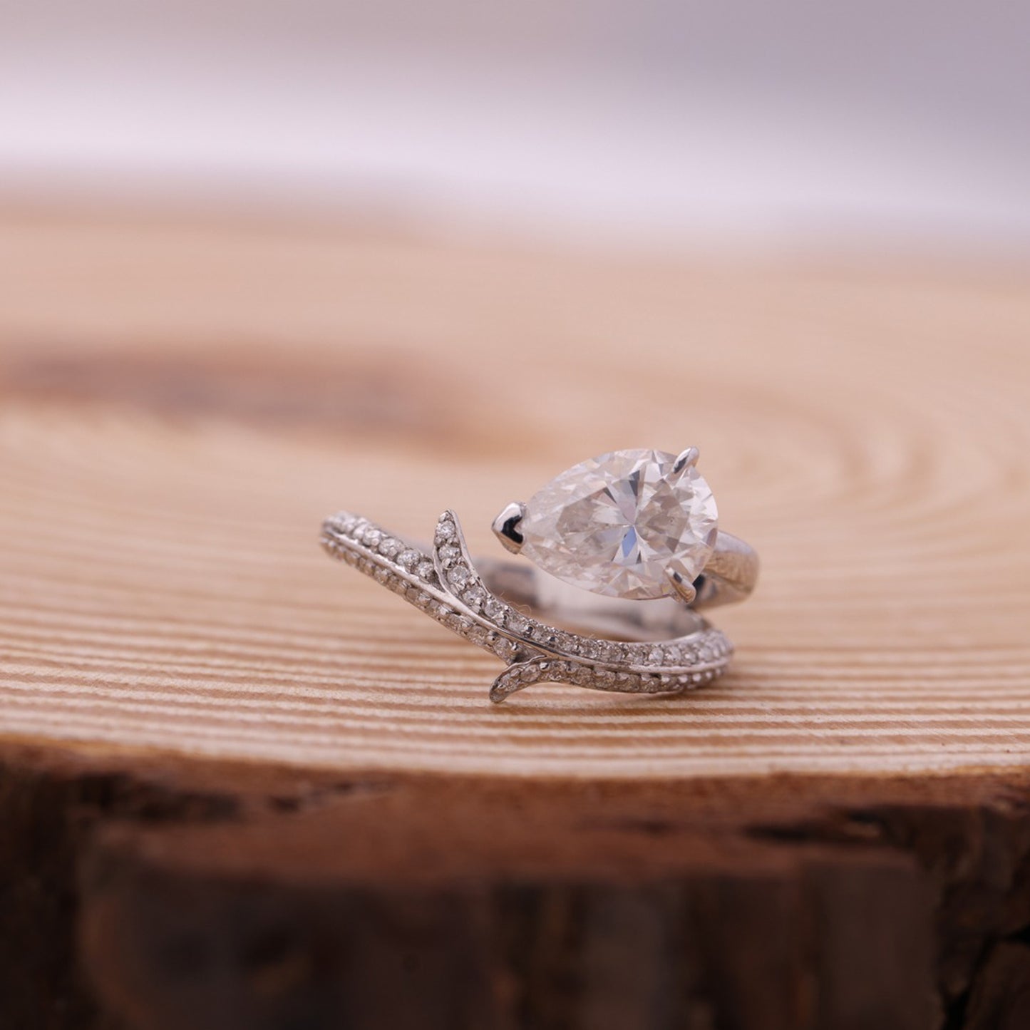 Teardrop Shaped Engagement Ring 10K Gold Moissanite Diamond Wedding Ring
