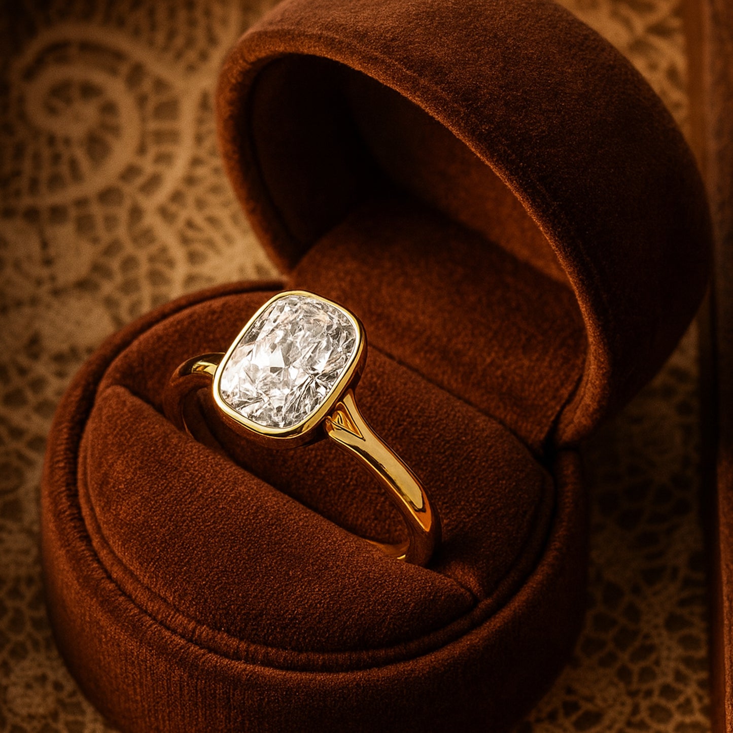 Wedding Ring Types Cushion Cut Diamond Engagement 10K Yellow Gold Ring