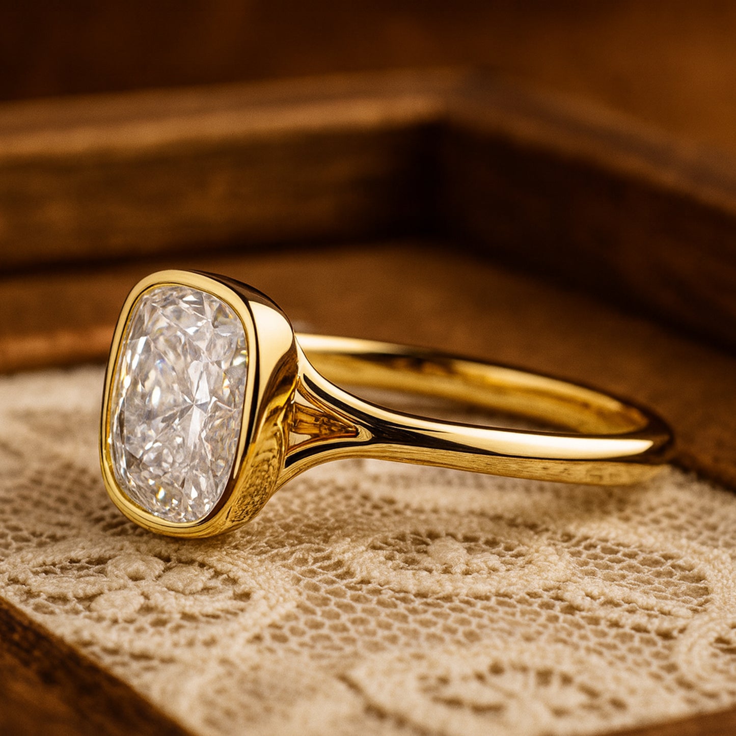 Wedding Ring Types Cushion Cut Diamond Engagement 10K Yellow Gold Ring