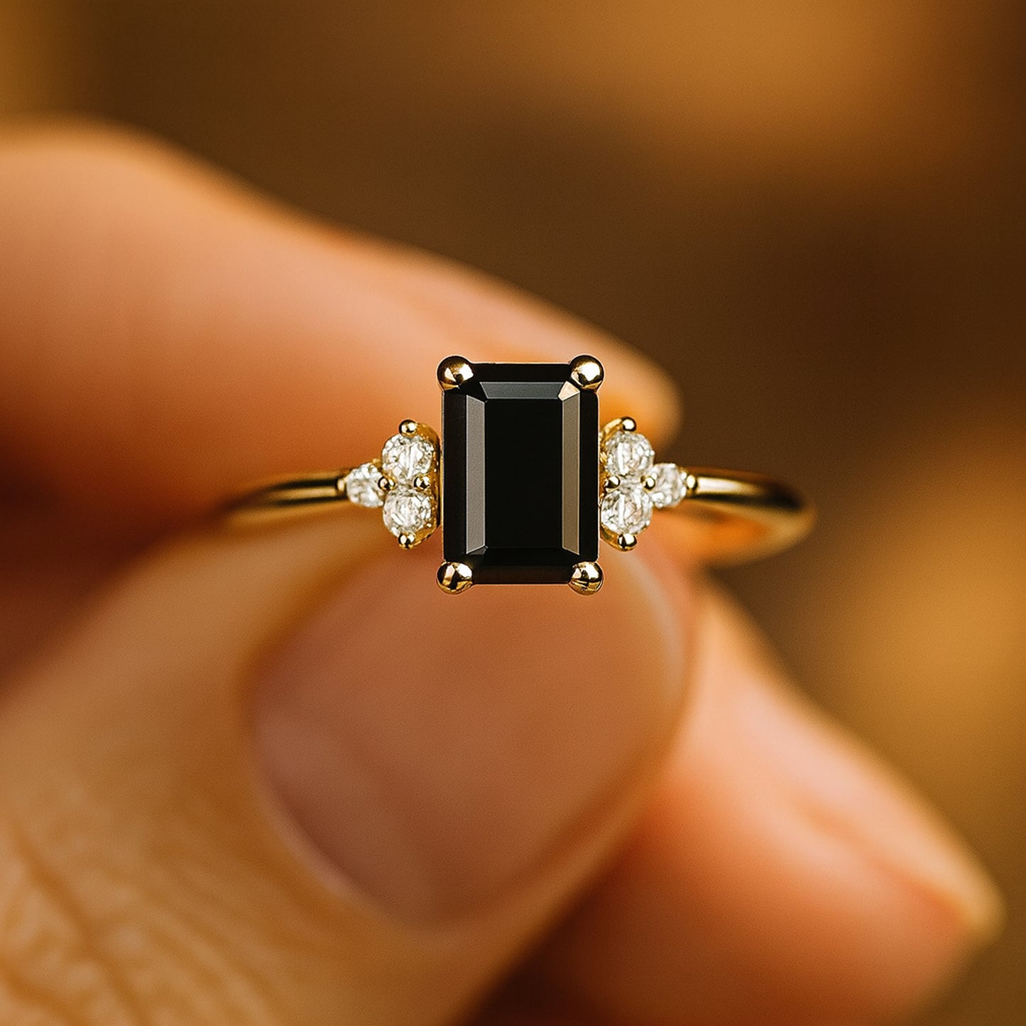 Wedding Rings Guys Emerald Cut Black Diamond Rings Side White Diamonds