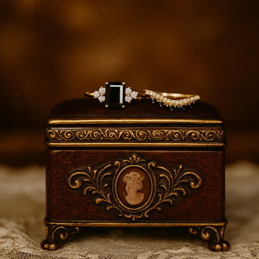 Wedding Rings Guys Emerald Cut Black Diamond Rings Side White Diamonds