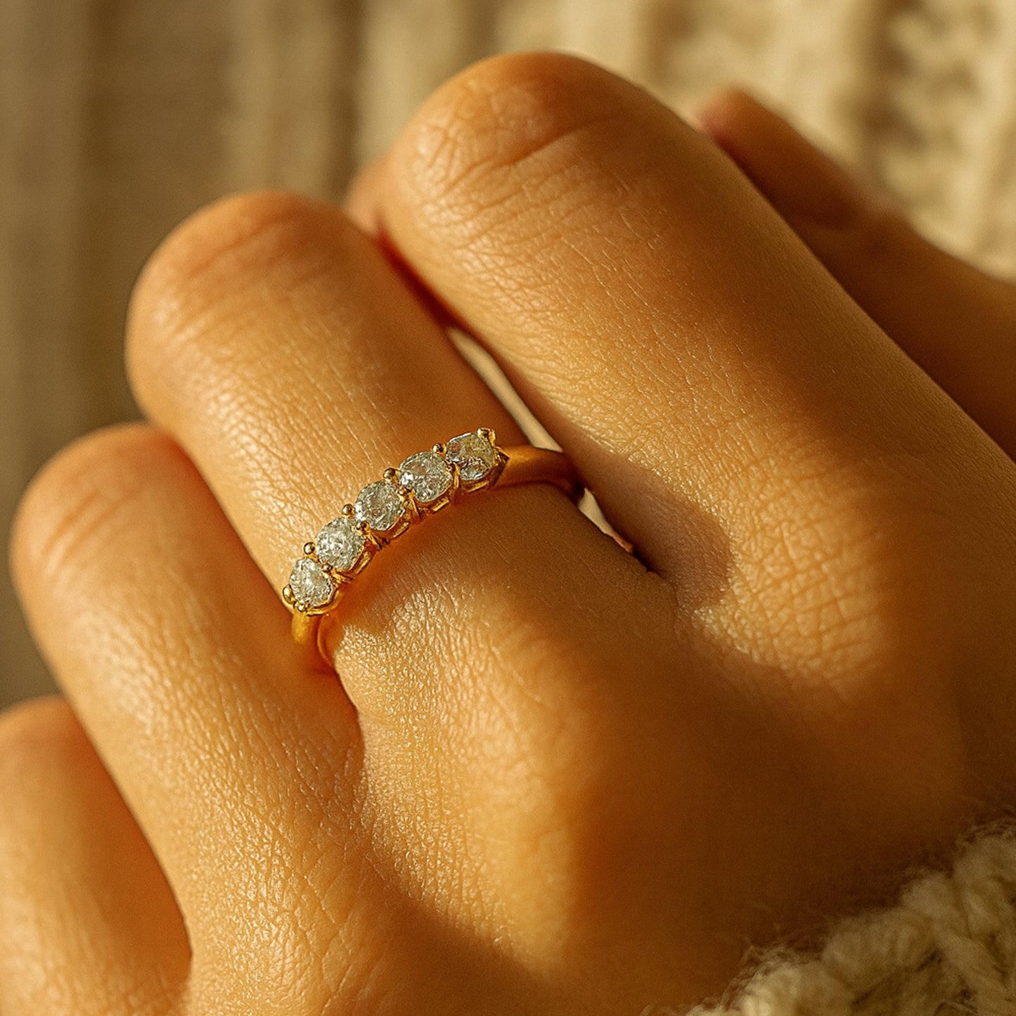 Wedding Rings for Guys Five Stone Diamonds Gold Band Anniversary Rings