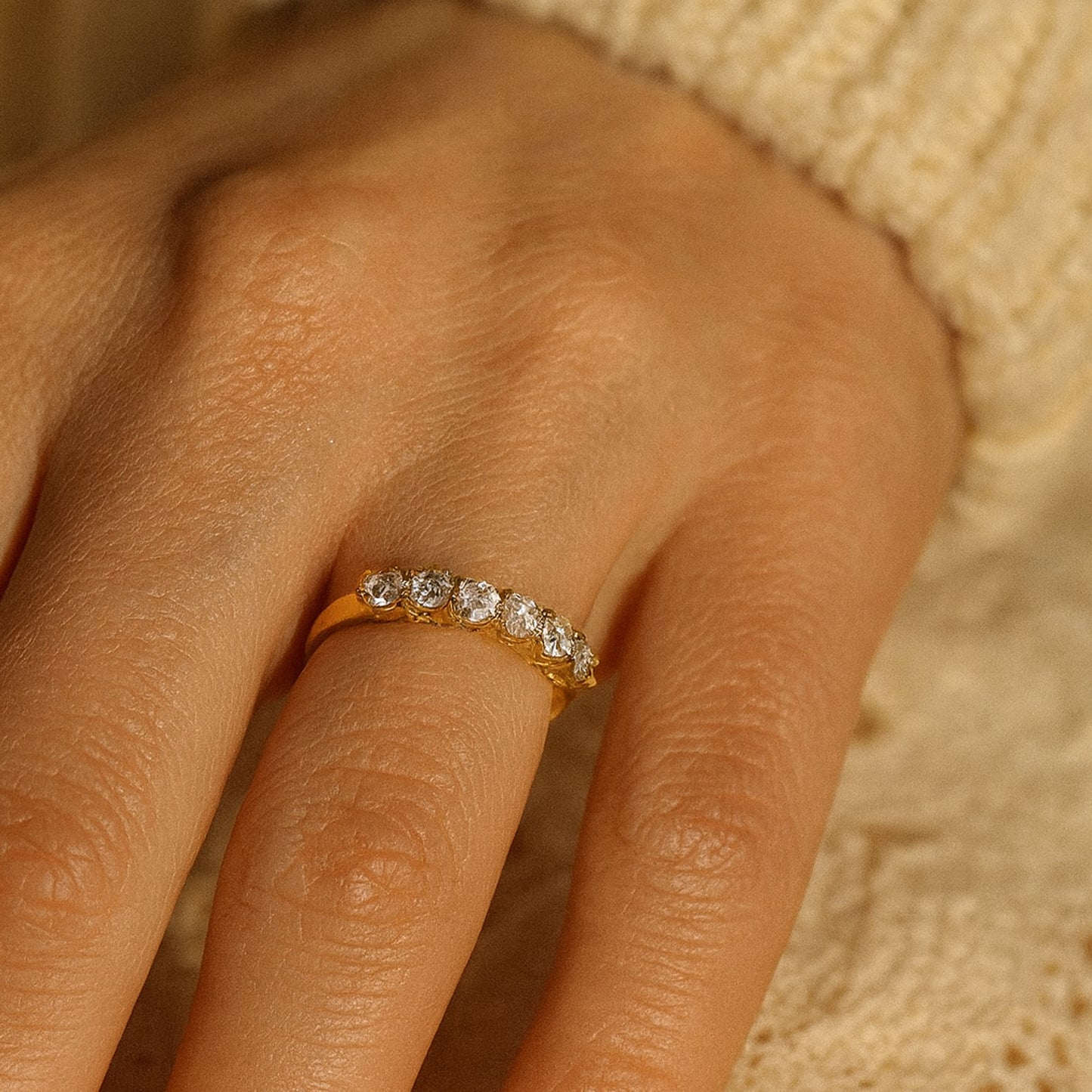 Wedding Rings for Guys Five Stone Diamonds Gold Band Anniversary Rings