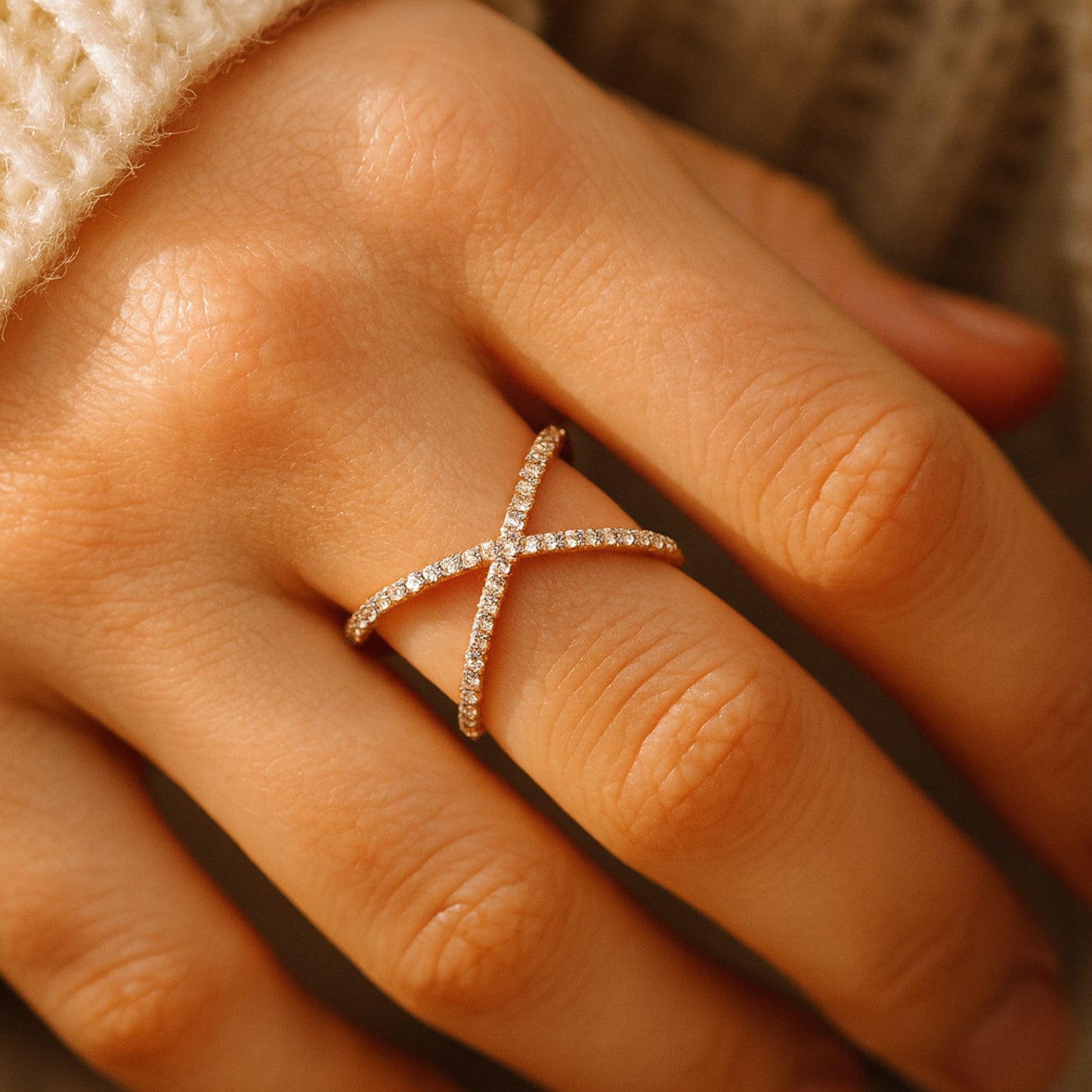 Guy Wedding Bands Rose Gold Diamond Criss Cross X Gold Rings for Women