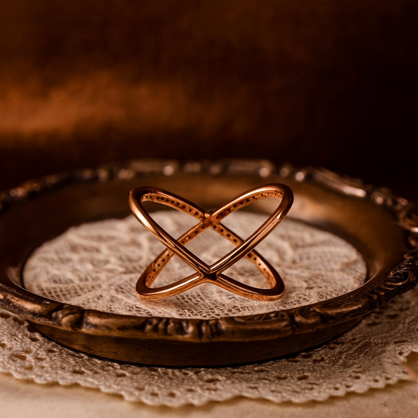 Guy Wedding Bands Rose Gold Diamond Criss Cross X Gold Rings for Women