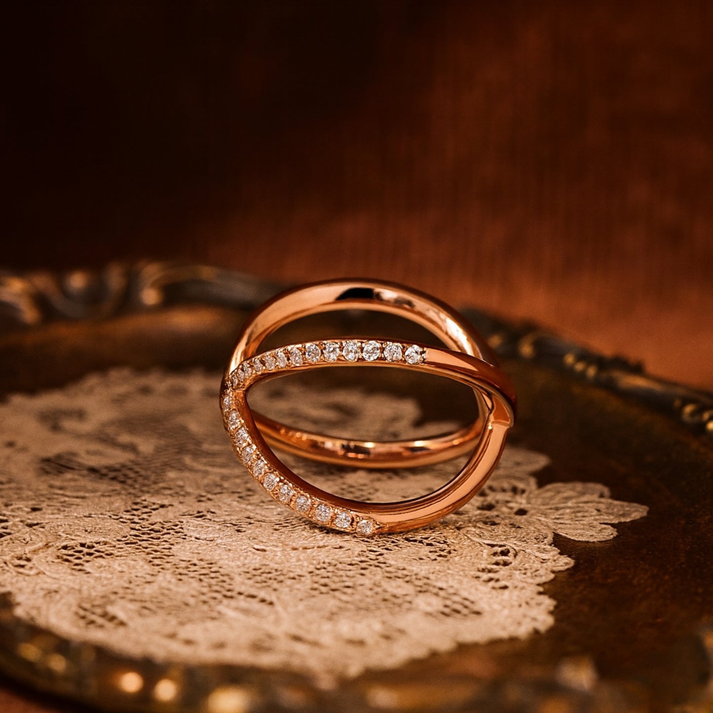 Guy Wedding Bands Rose Gold Diamond Criss Cross X Gold Rings for Women