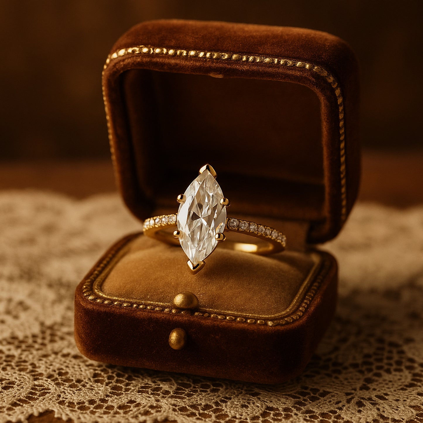 Types of Rings Brilliant Marquise Cut Diamond Rose Gold Solitaire Ring
