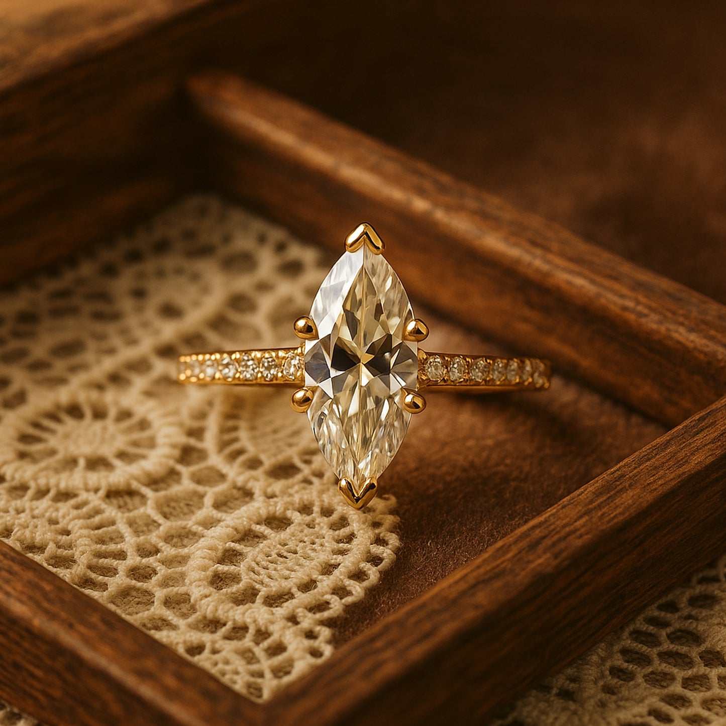 Types of Rings Brilliant Marquise Cut Diamond Rose Gold Solitaire Ring