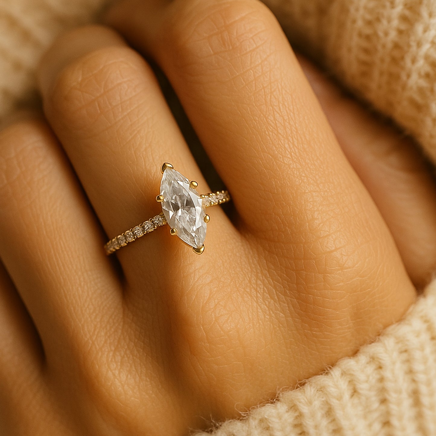 Types of Rings Brilliant Marquise Cut Diamond Rose Gold Solitaire Ring