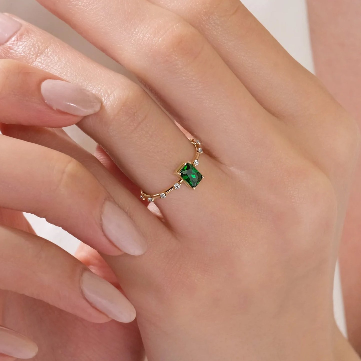 Birthday Ring for Women 10K Yellow Gold 1 Ct Emerald Cut Diamond Ring