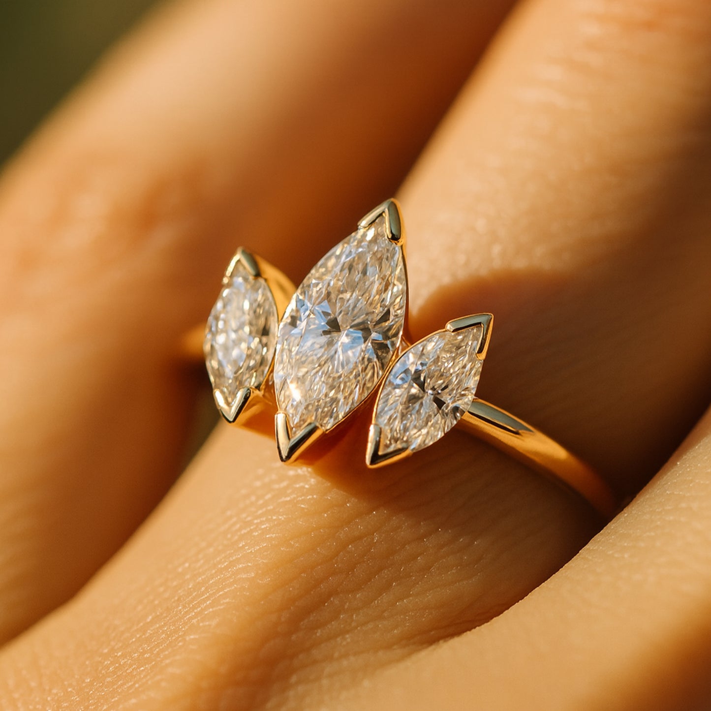 Wedding Bands for Women Three Stone Marquise Diamonds Engagement Rings