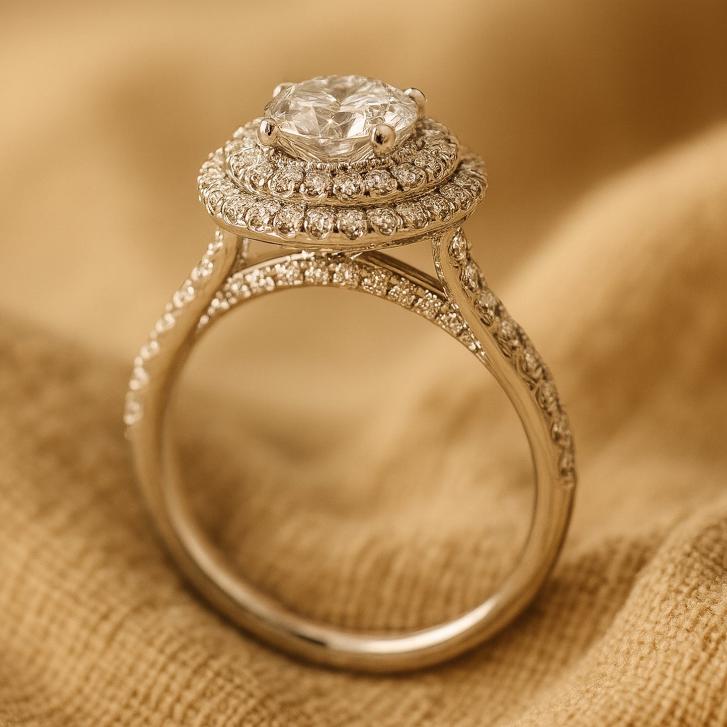 Rings and Engagement Double Halo Oval Diamond Engagement 10K Gold Ring
