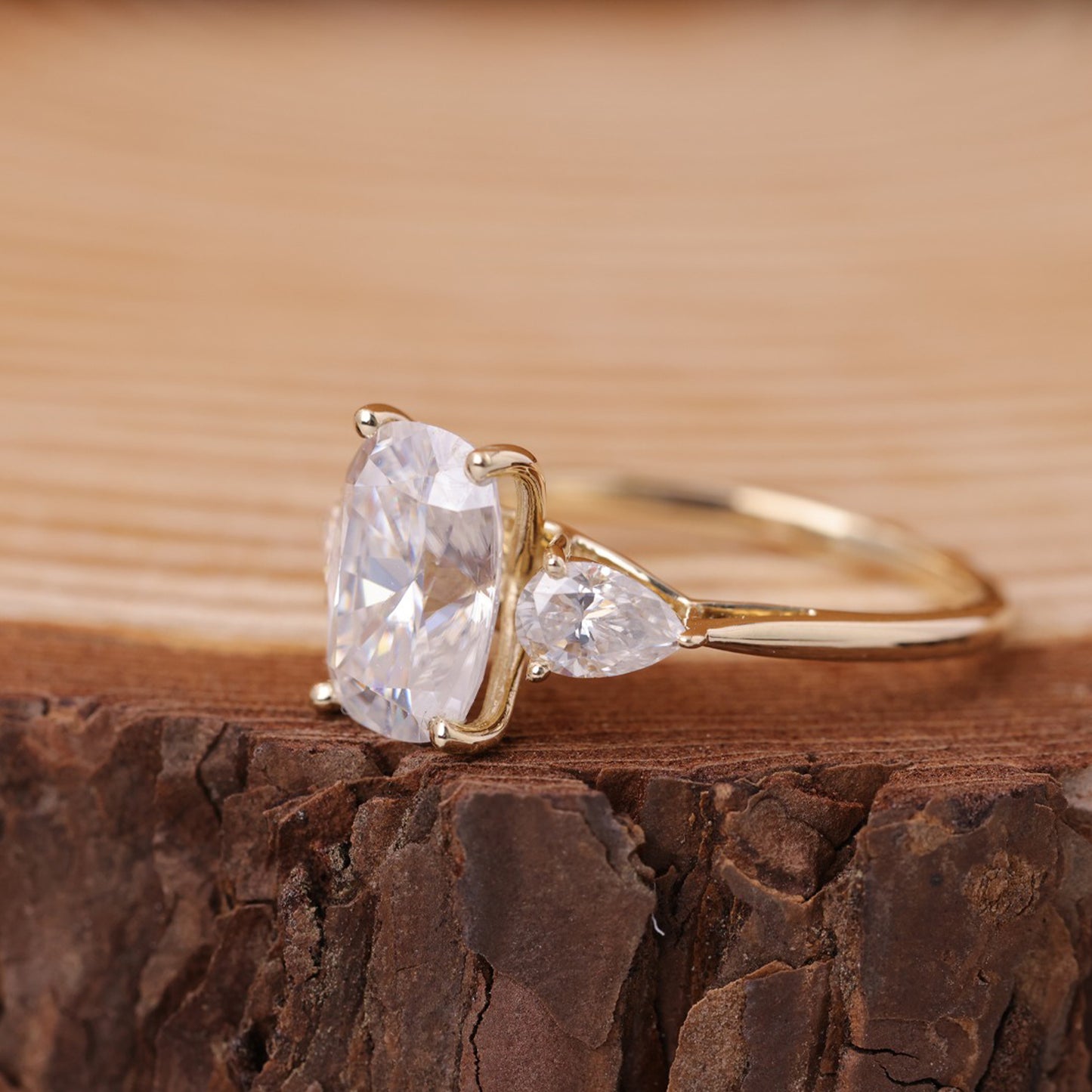 Three stone diamond ring, Cushion cut diamond engagement ring, Gold engagement ring for women, Engagement rings USA, Women’s diamond rings, Elegant three stone rings, Cushion cut engagement ring USA, Gold diamond ring online, Trending engagement rings 2025 USA, Unique diamond rings for her