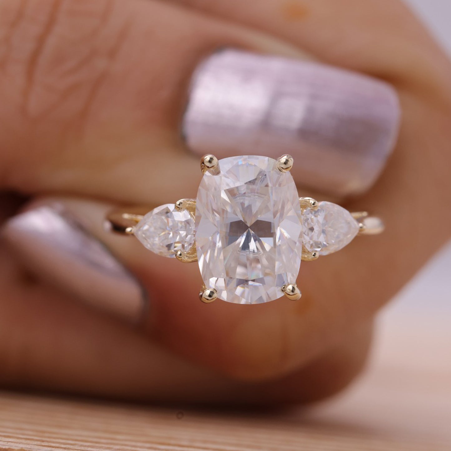 Three stone diamond ring, Cushion cut diamond engagement ring, Gold engagement ring for women, Engagement rings USA, Women’s diamond rings, Elegant three stone rings, Cushion cut engagement ring USA, Gold diamond ring online, Trending engagement rings 2025 USA, Unique diamond rings for her