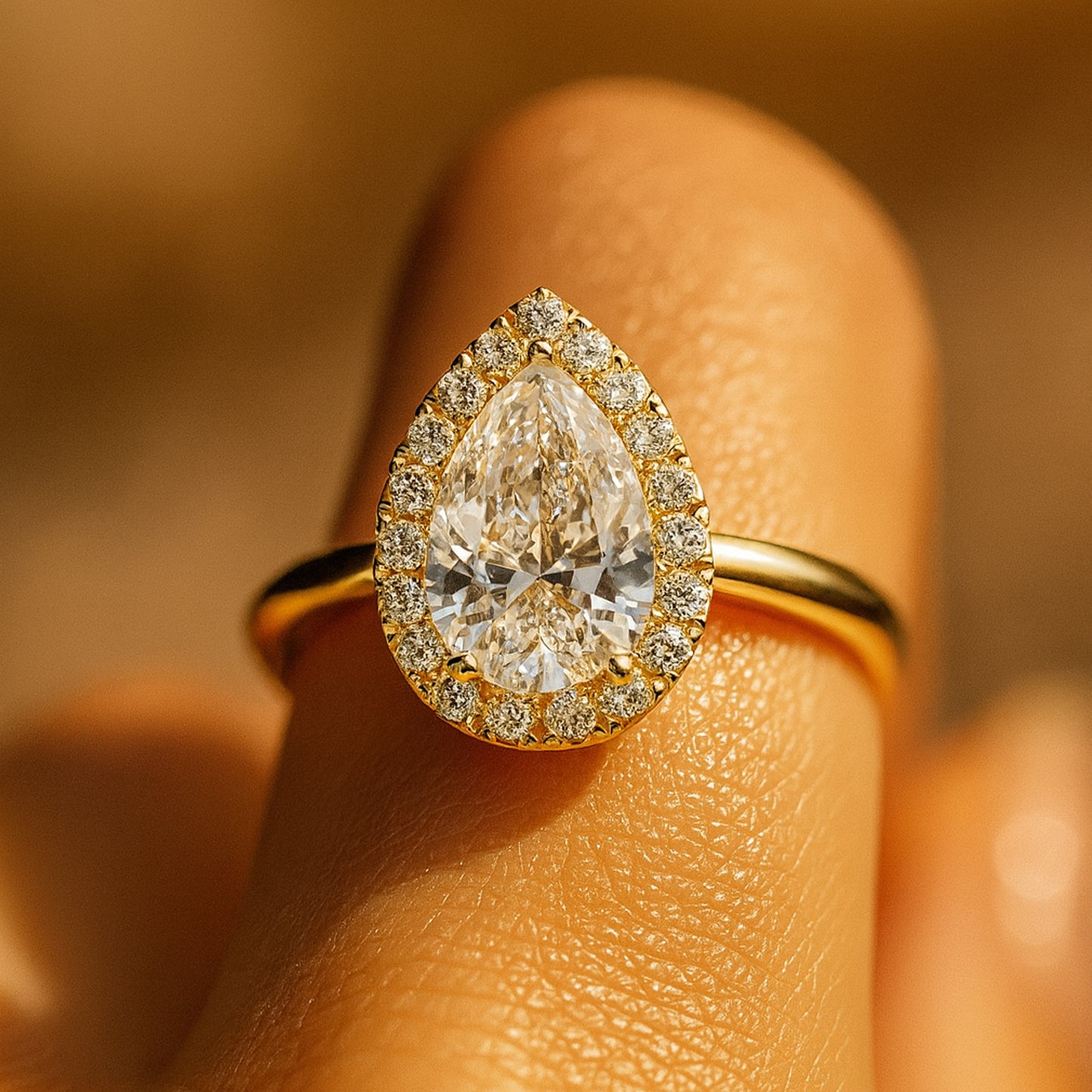 Dec Birthstone Pear Shape Halo Diamond 10K Rose Gold Band Setting Ring