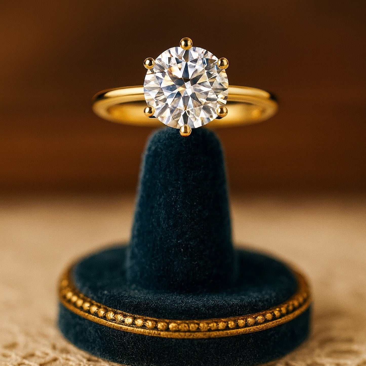 September Born Birthstone Brilliant Round Cut Gold Ring for Engagement