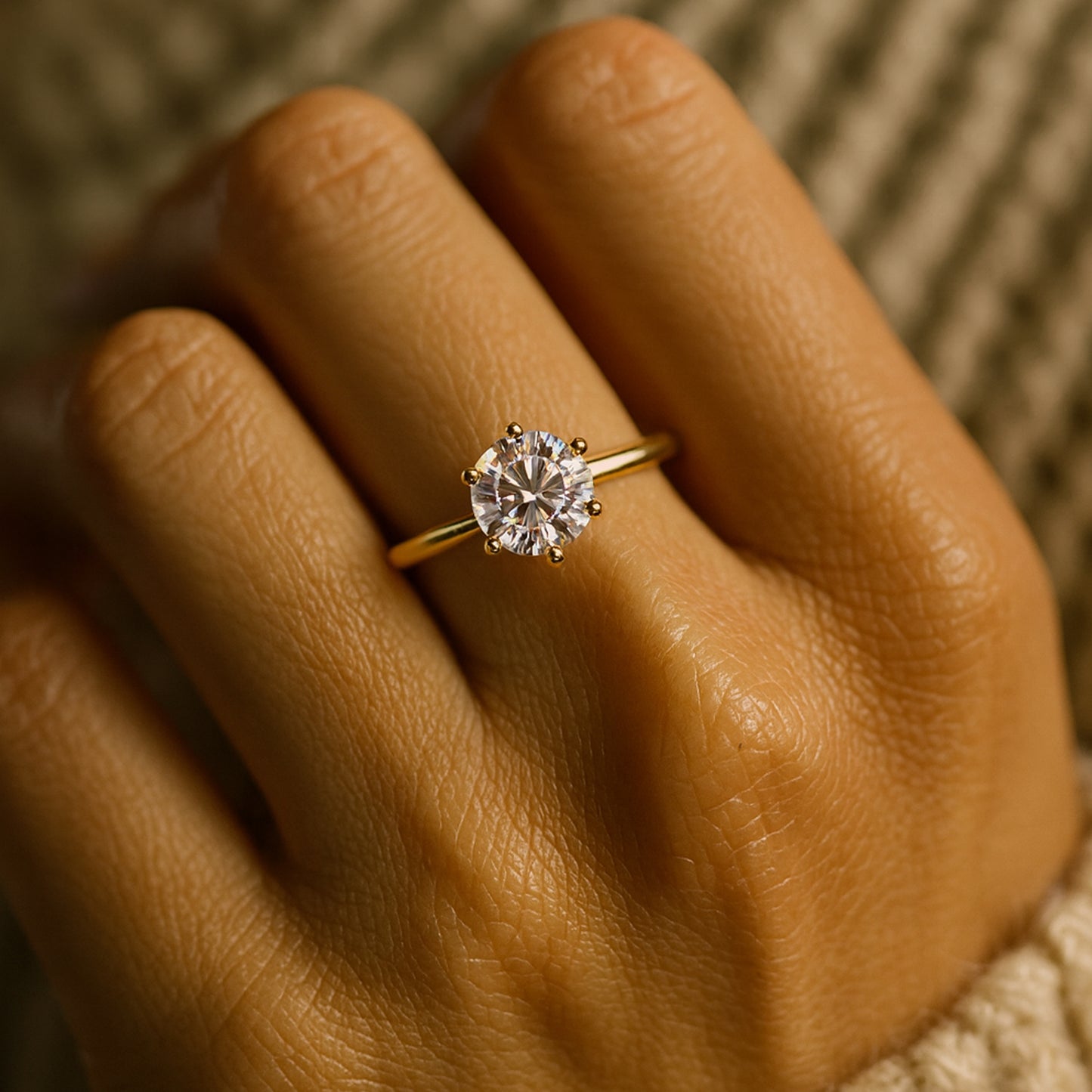 September Born Birthstone Brilliant Round Cut Gold Ring for Engagement