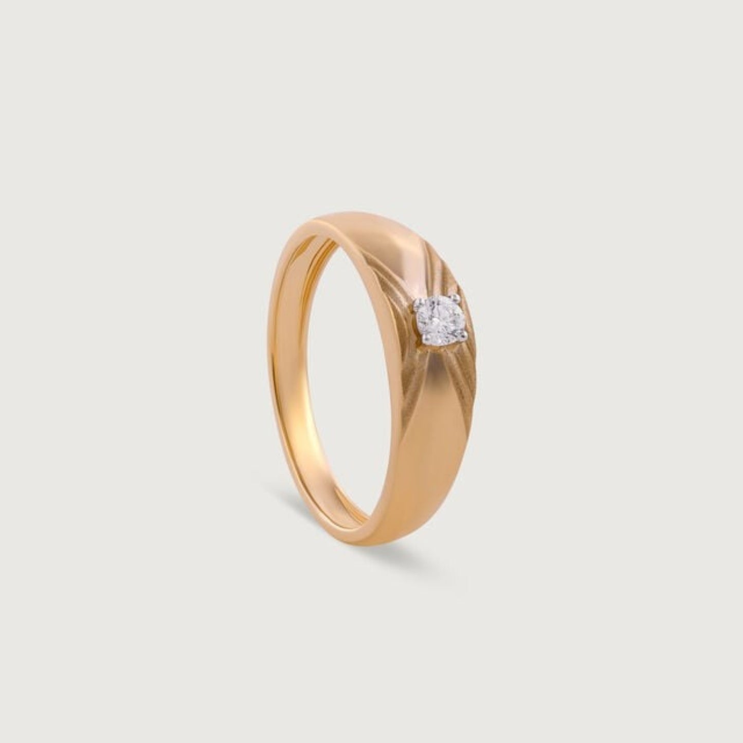 Engagement Rings for Him - 18K White Gold Diamond Solitaire Band