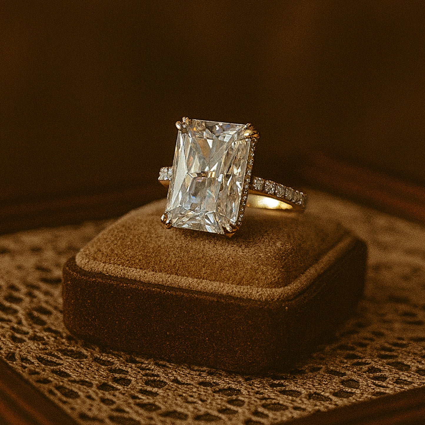 Wedding Rings for Guys Emerald Cut Diamond Rose Gold Ring for Brides