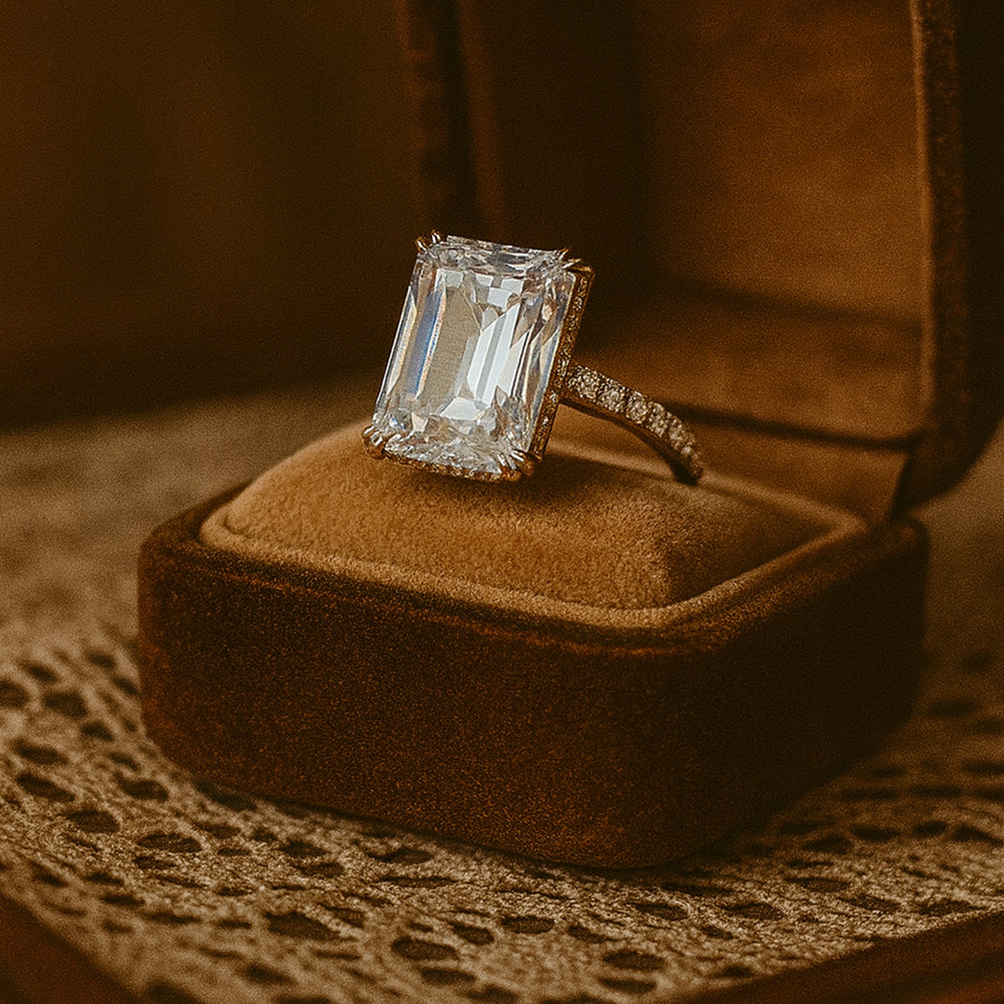 Wedding Rings for Guys Emerald Cut Diamond Rose Gold Ring for Brides