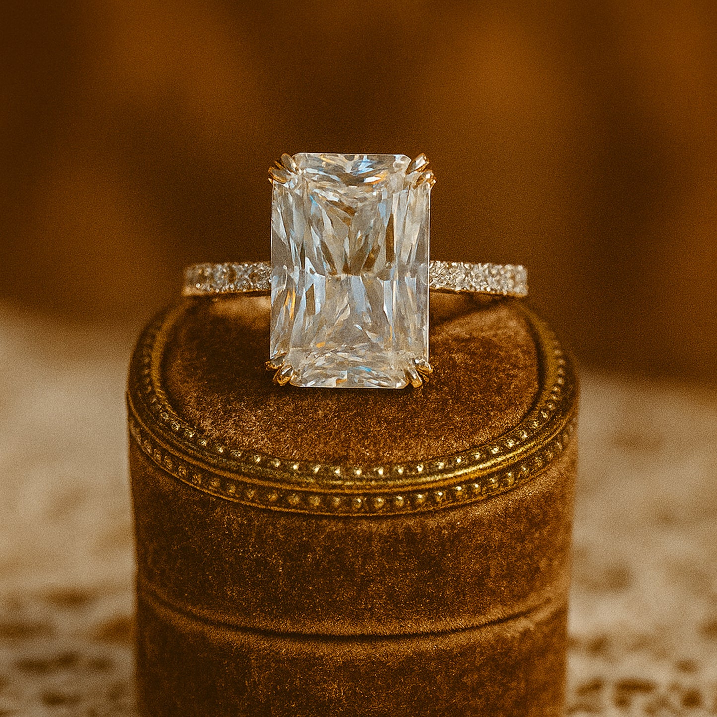 Wedding Rings for Guys Emerald Cut Diamond Rose Gold Ring for Brides