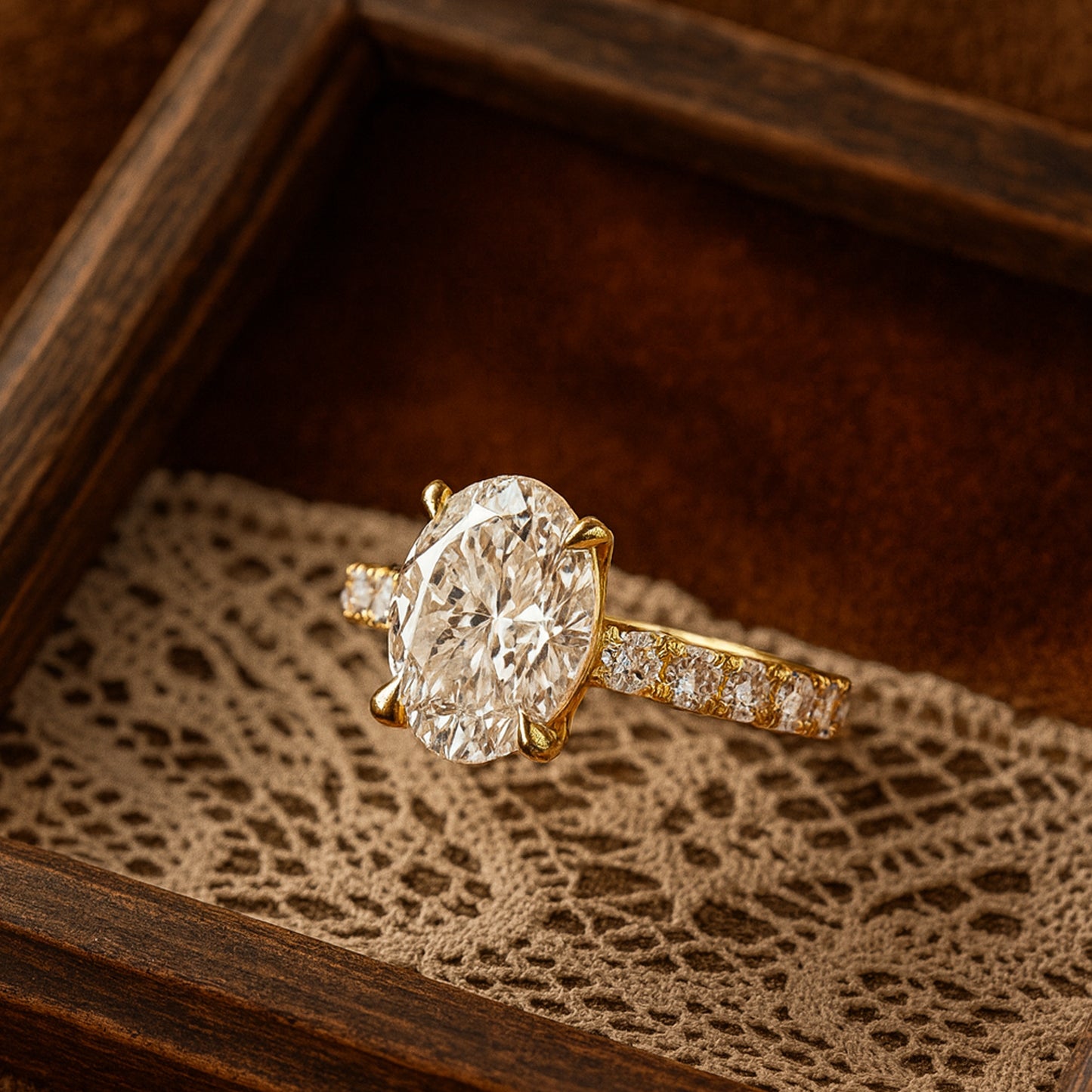 Classic Women's Diamond Wedding Band - Oval Cut with Diamond Pave