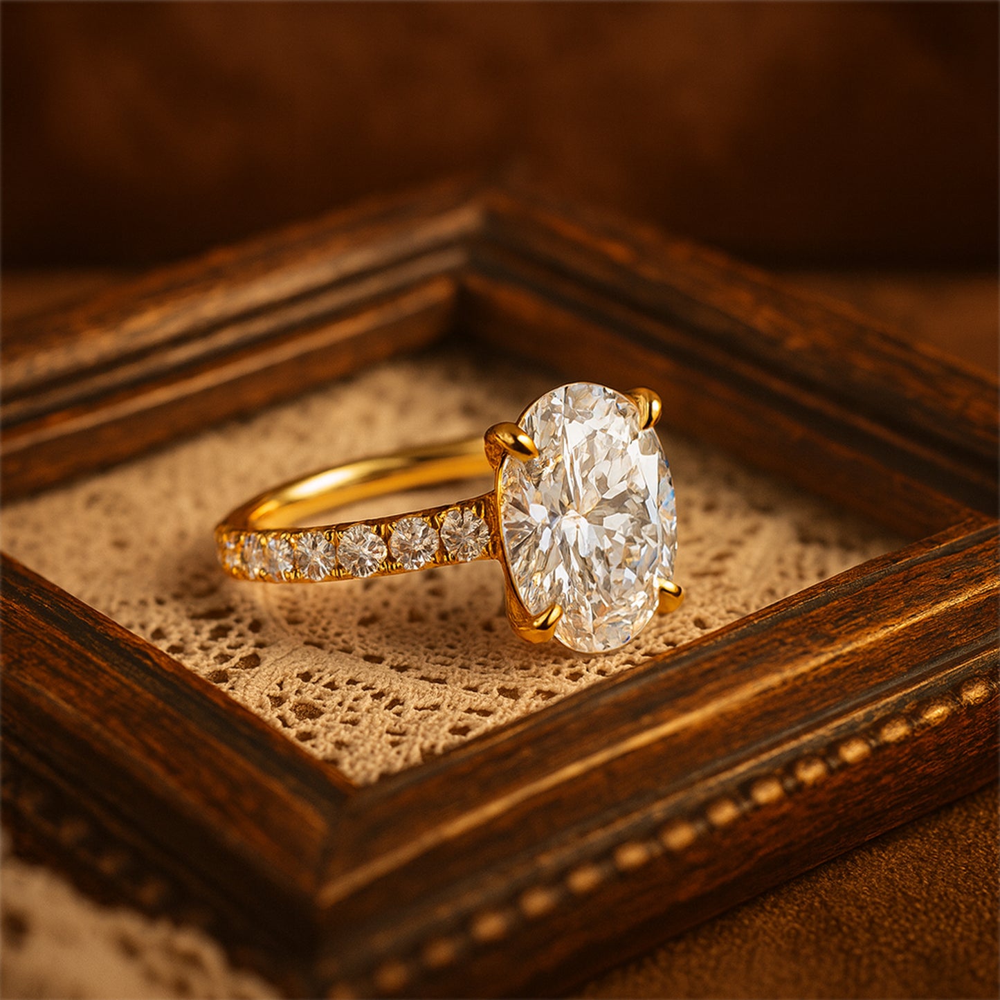 Classic Women's Diamond Wedding Band - Oval Cut with Diamond Pave