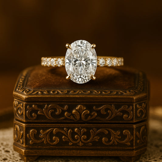 Classic Women's Diamond Wedding Band - Oval Cut with Diamond Pave