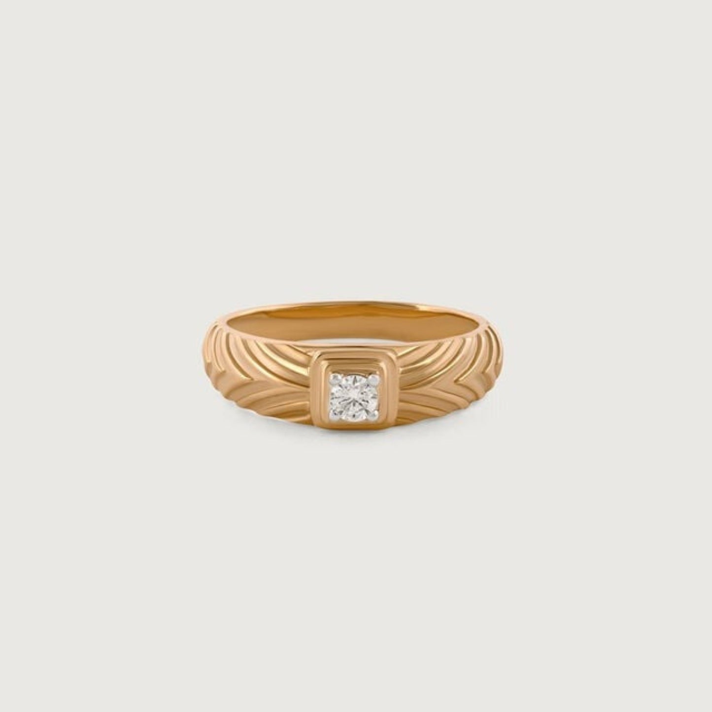 Men's Wedding Ring 10K Gold - V-Pattern Diamond Band for Grooms