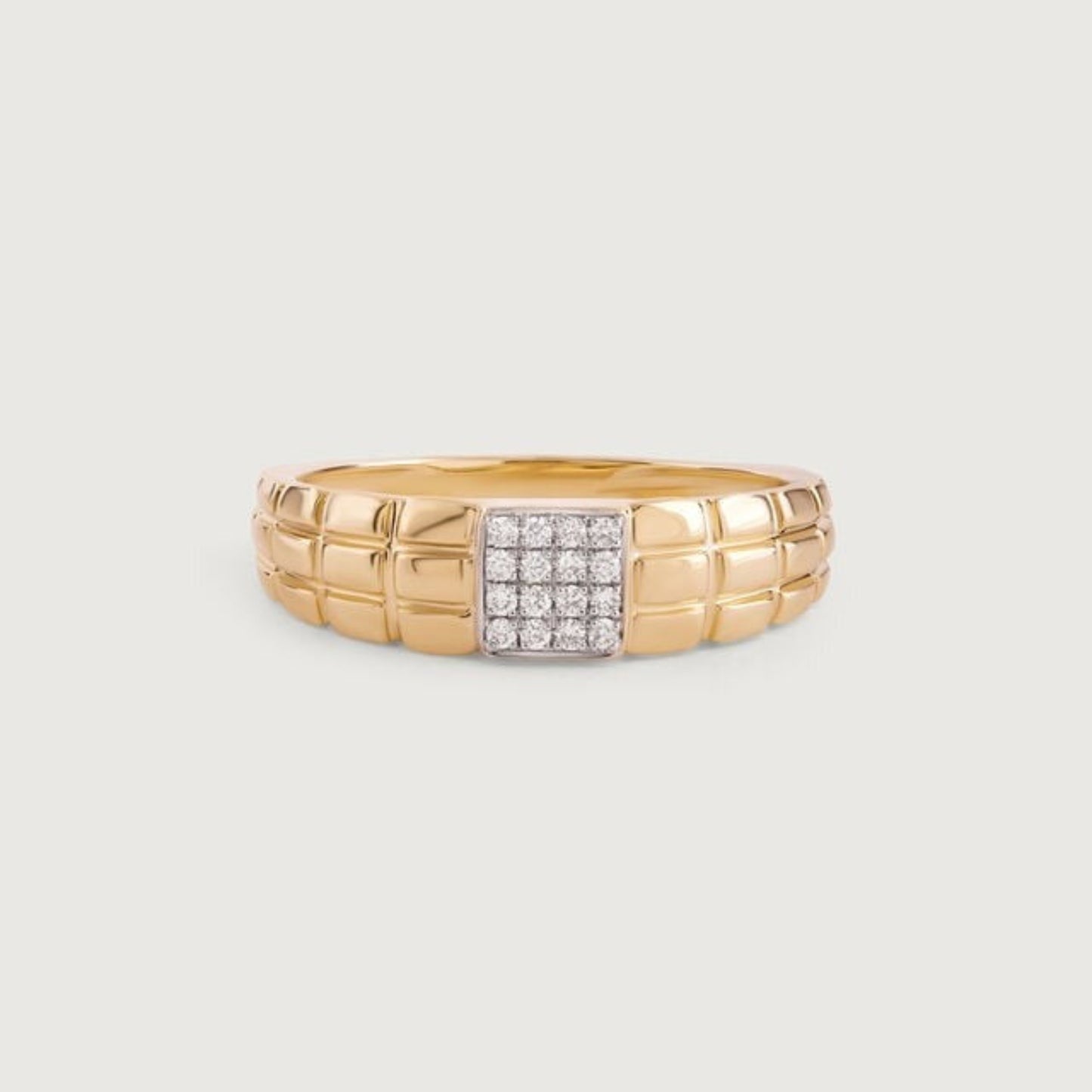 Designer Men's Wedding Band - 14K Gold Ring with Diamond Cluster