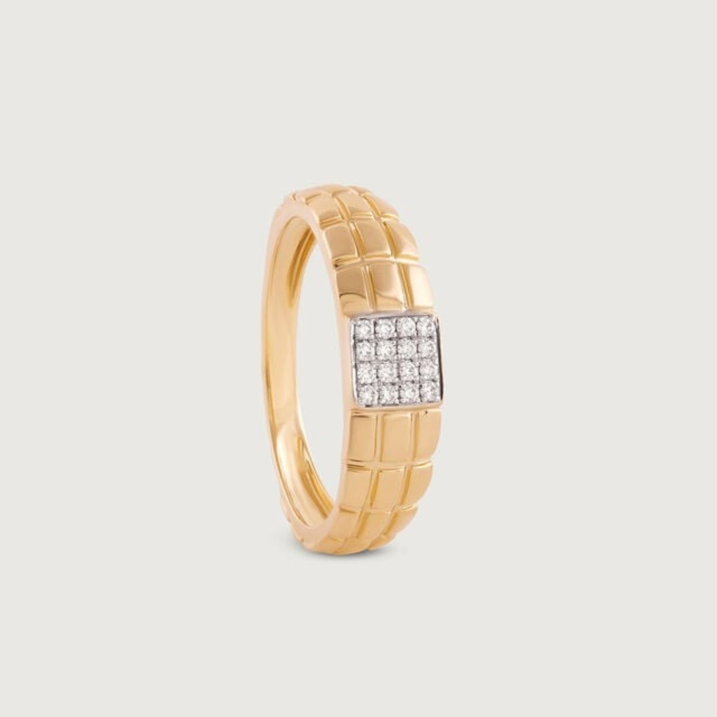 Designer Men's Wedding Band - 14K Gold Ring with Diamond Cluster