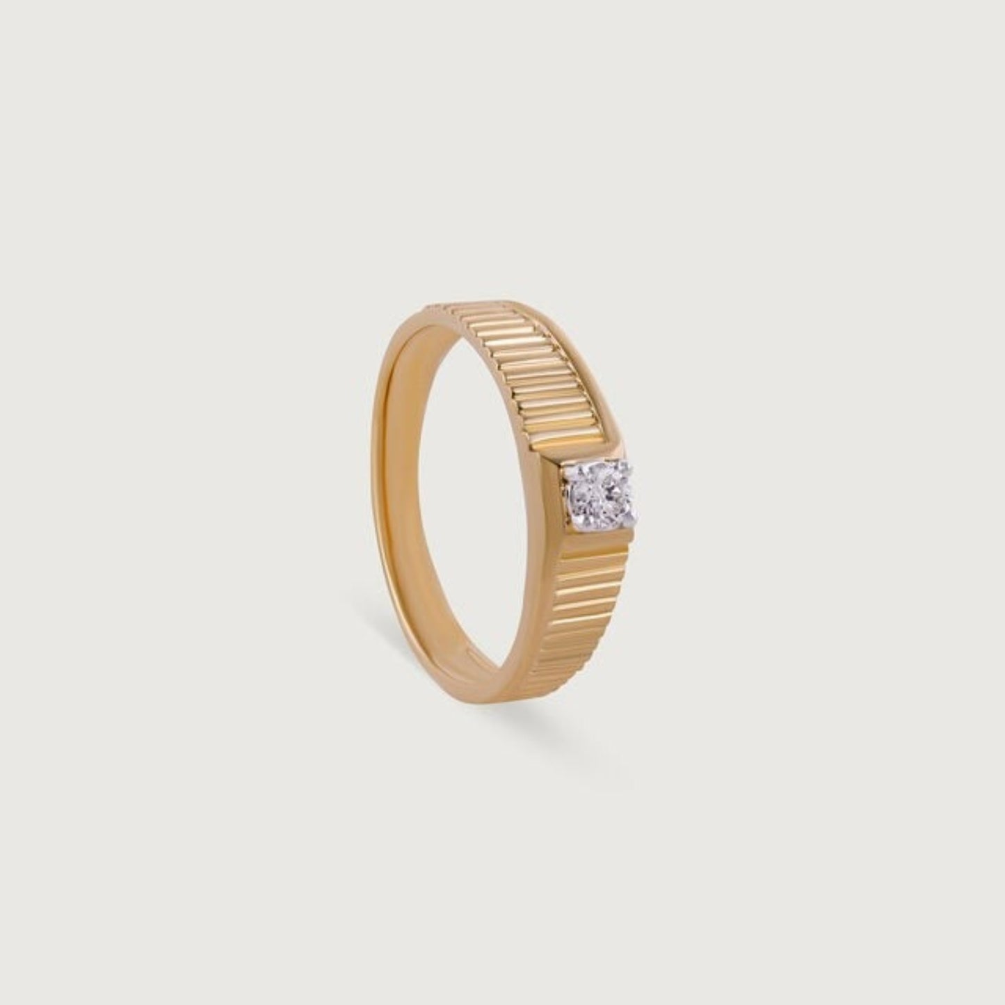 Men Diamond Married Ring - 18K Rose Gold Wedding Band for Husband