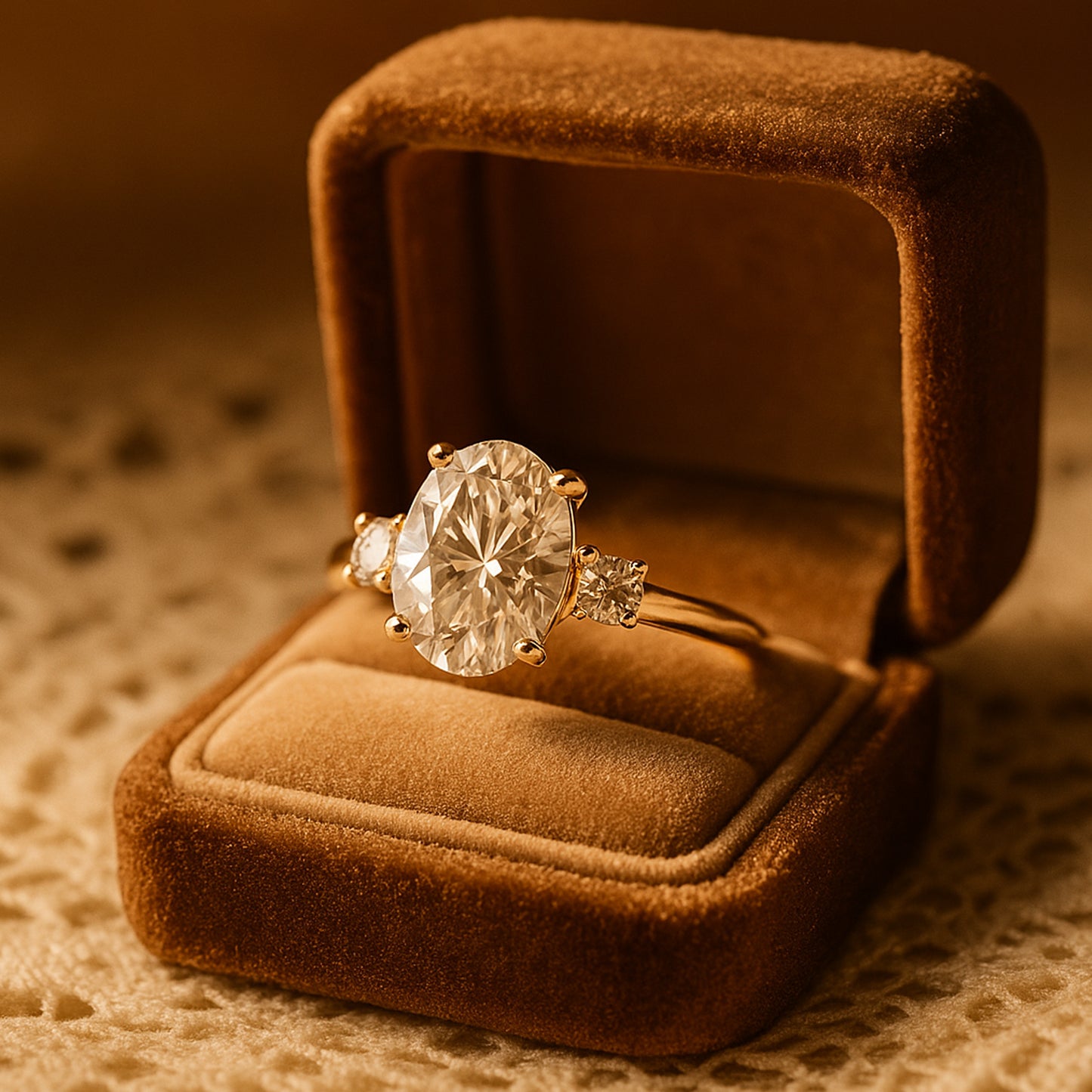 Wedding and Rings Luxury Oval Cut Diamond 10K Gold Ring for Engagement